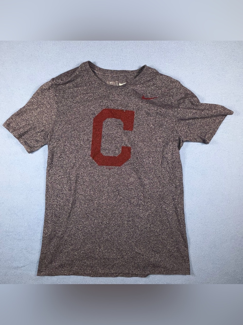 Nike Gray Heather Short Sleeve Tee with Maroon 'C' and Swoosh